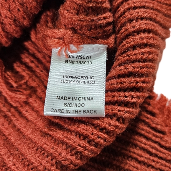 Love Tree Distressed V Neck Button Up Cropped Cardigan, Burnt Orange, Small - Picture 11 of 14